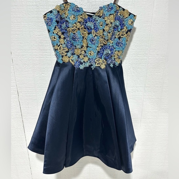 Camille La Vie embellished strapless bodice a line formal mini dress size 12 - Picture 1 of 10